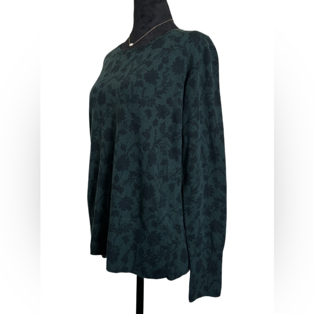 NWT Daniel Rainn Woman’s Small Green Cusper Mini Puff Sleeve Floral Sweater - Picture 6 of 11